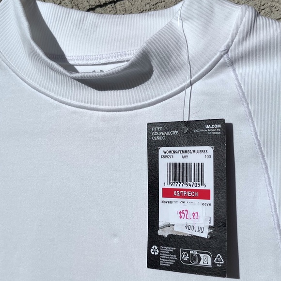 Under Armour White Long Sleeve Fitted Mandarin Collar Top - Picture 6 of 8